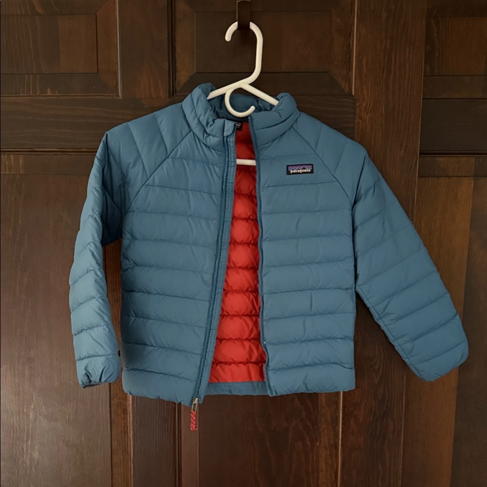 Patagonia Teal and Red Puffer Jacket